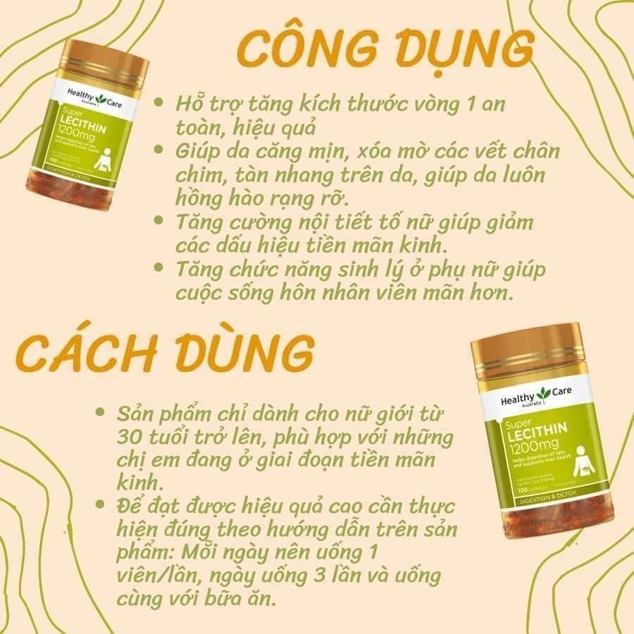 TPCN Viên Uống Mầm Đậu Nành Healthy Care Super Lecithin 1200mg Của Úc 100 Viên