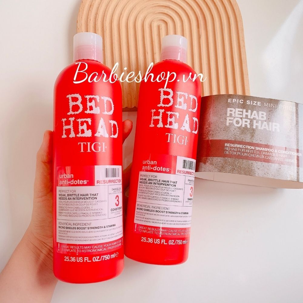 Bộ Gội Xả Tigi Haircare Bed Head Rehab For Hair Shampoo and Conditioner 750ml - Đỏ