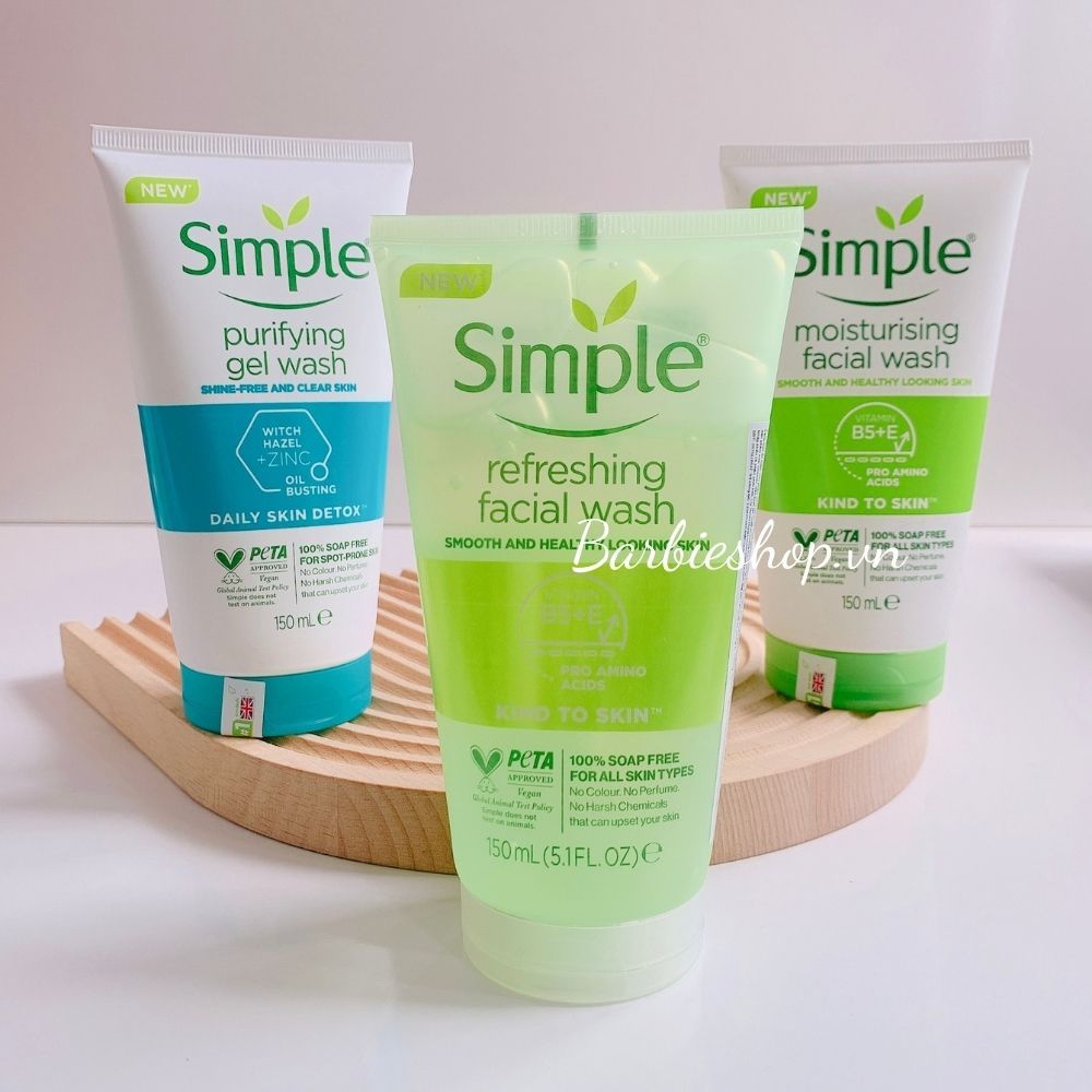 [Mẫu Mới] Sữa Rửa Mặt Simple Facial Wash 150ml Đủ Dòng