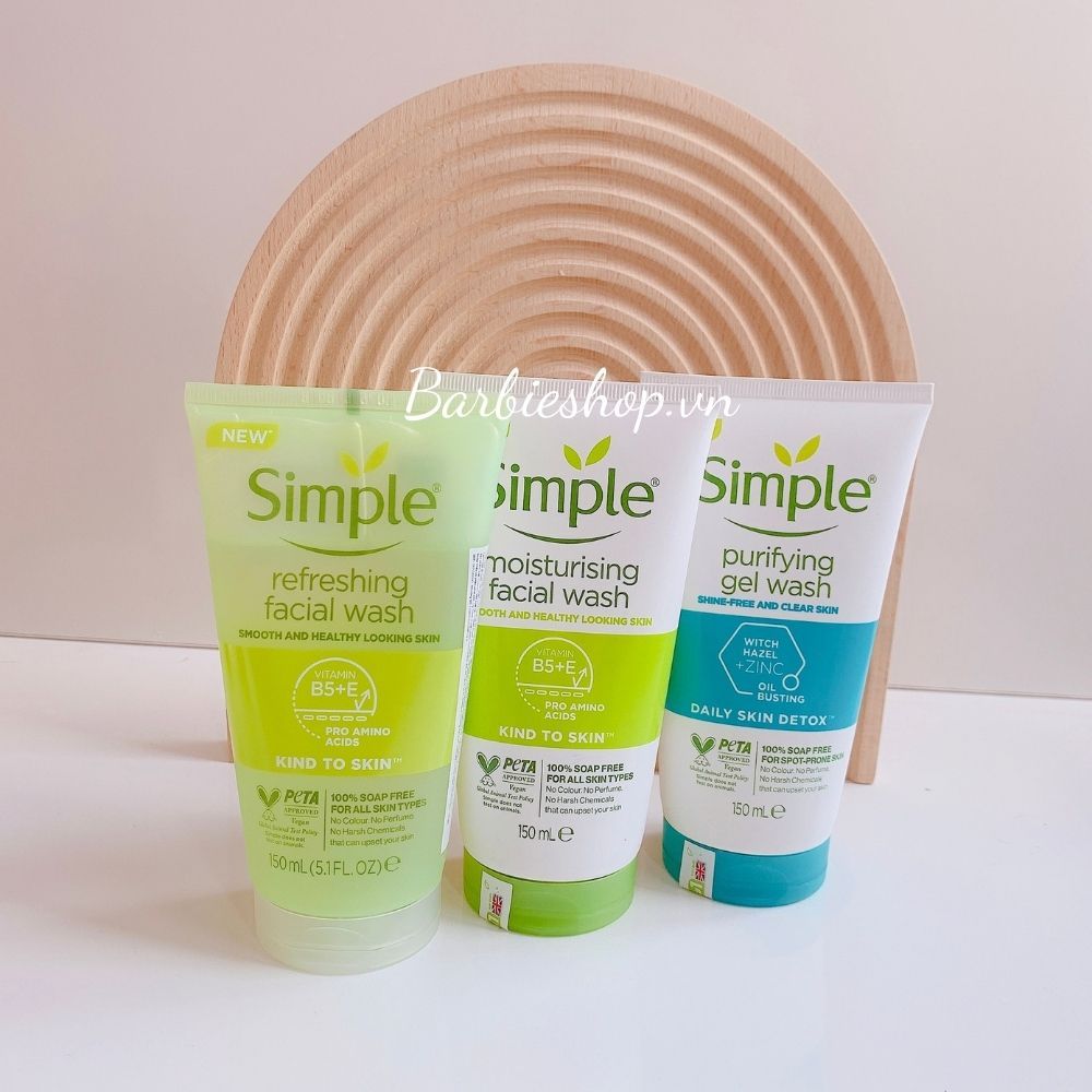 [Mẫu Mới] Sữa Rửa Mặt Simple Facial Wash 150ml Đủ Dòng