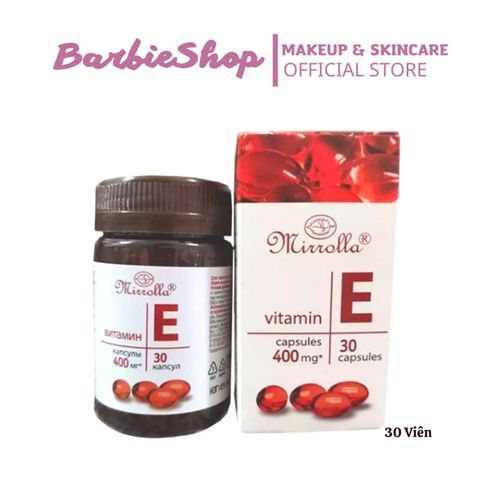 Viên Uống Vitamin E Đỏ Mirrolla 400mg Hộp 30 Viên