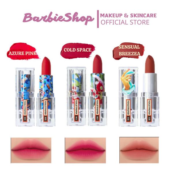 [3CE X TOILETPAPER] Son 3ce Soft Matte Lipstick - Sensual Breezea , Azure Pink , Cold Space (Phiên Bản Giới Hạn)