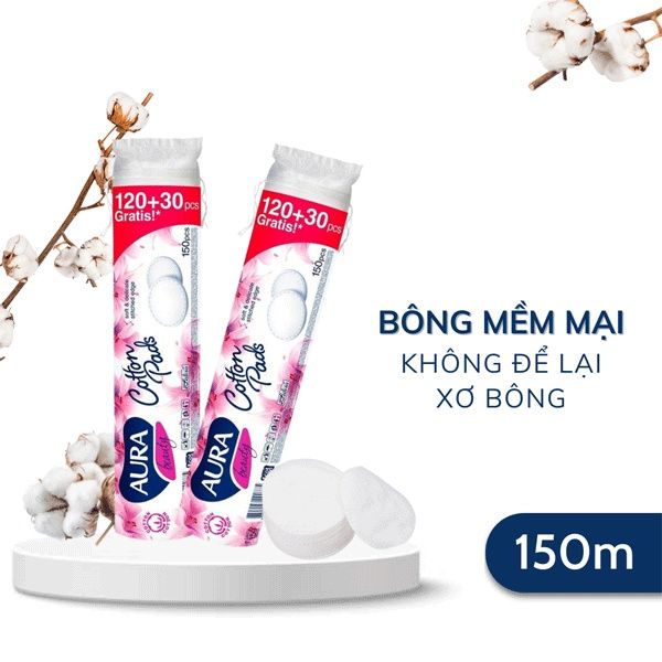 Bông Tẩy Trang Aura Beauty 150 Miếng