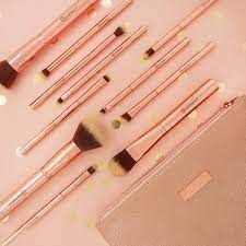 Bộ Cọ Trang Điểm 11 Cây BH Cosmetics Metal Rose 11 Piece Brush Set With Bag- Cọ Túi Hồng