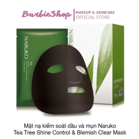 Mặt Nạ Chiết Xuất Tràm Trà Kiềm Dầu, Hỗ Trợ Giảm Mụn Naruko Tea Tree Shine Control & Blemish Clear Mask 26ml (Hộp 8 Miếng)