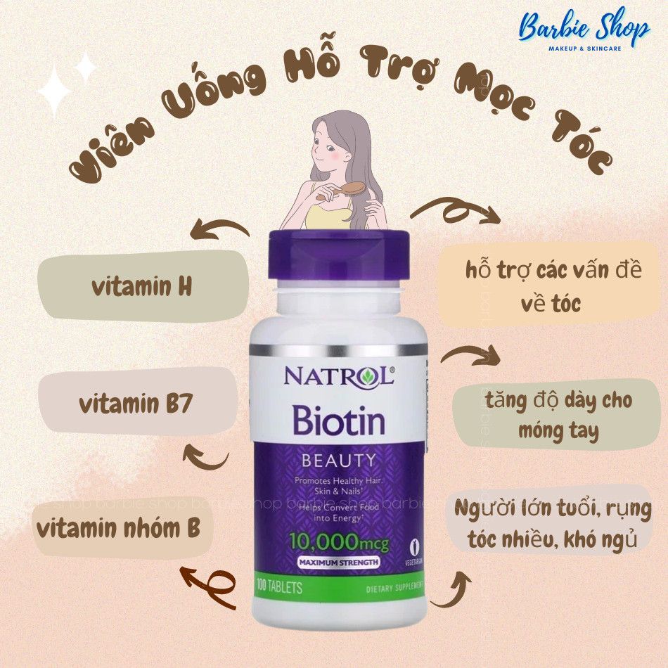 TPCN Thuốc Chống Rụng Tóc Biotin 10.000mcg Natrol Của Mỹ