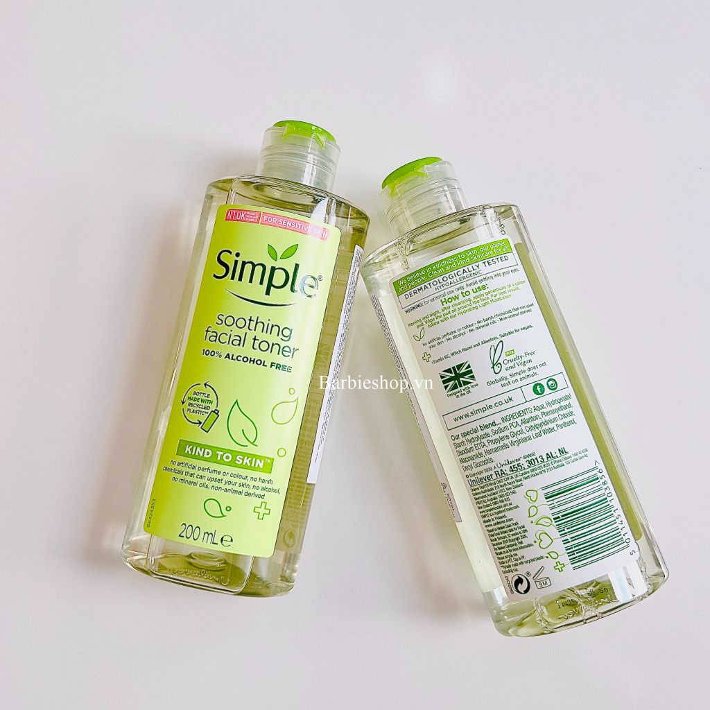 [Mẫu Mới] Toner Nước Hoa Hồng Simple Soothing Facial Skind To Skin Dành Cho Da Nhạy Cảm 200ml