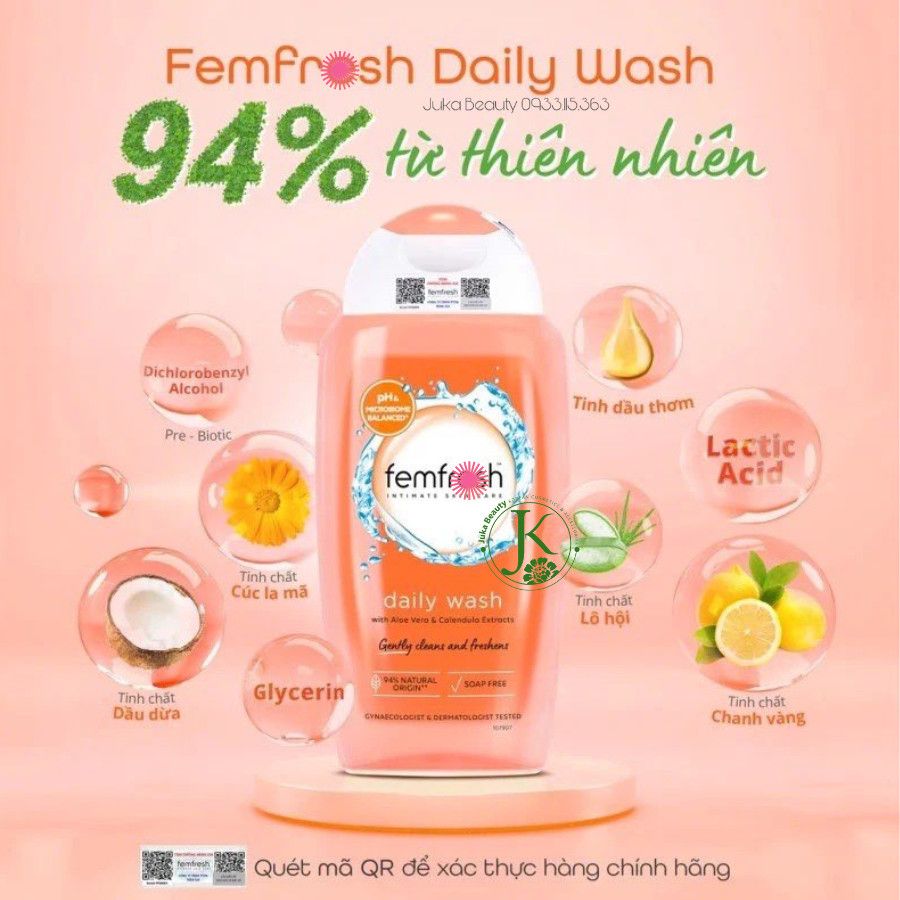 Dung Dịch Vệ Sinh Femfresh Wash - 250ml Daily, Active, Soothing, Sensitive