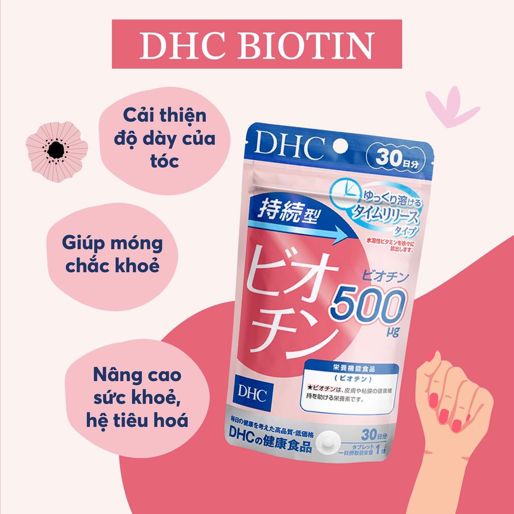 Viên Uống DHC Biotin Ngăn Rụng Tóc Sustained Release Biotin 30 viên/30Ngày