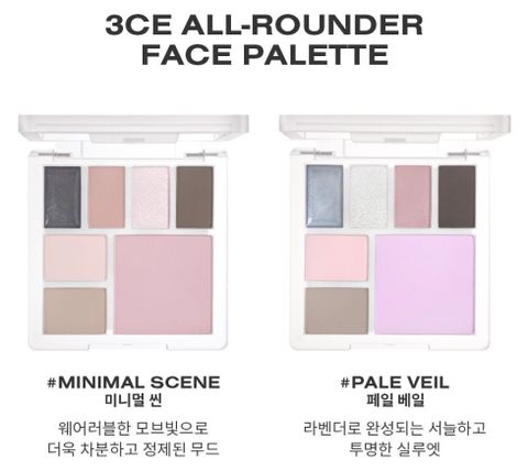 [NEW]  Bảng Màu Mắt - Bắt Sáng - Má Hồng- Tạo Khối Đa Năng 3CE All Rouder Face Palette[ Minimal Scence- Pale Veil]