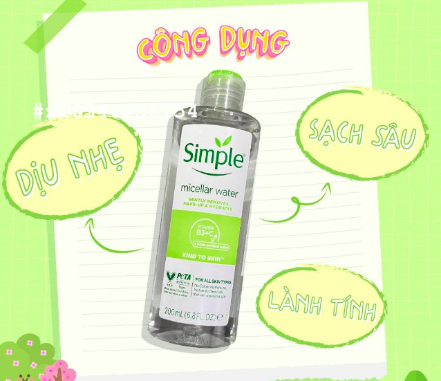 [Mẫu Mới] Nước Tẩy Trang Lành Tính Simple Kind To Skin Micellar Cleansing Water 200ml