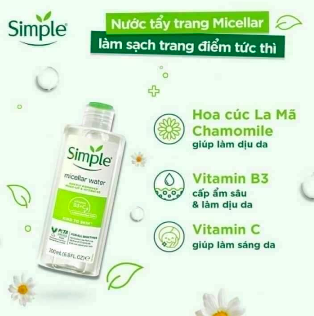 [Mẫu Mới] Nước Tẩy Trang Lành Tính Simple Kind To Skin Micellar Cleansing Water 200ml