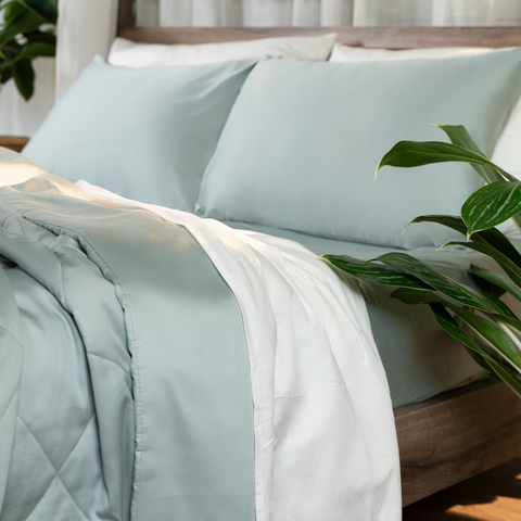  Ga giường cotton satin TC400 cao cấp màu xanh xám - LT.KS13 