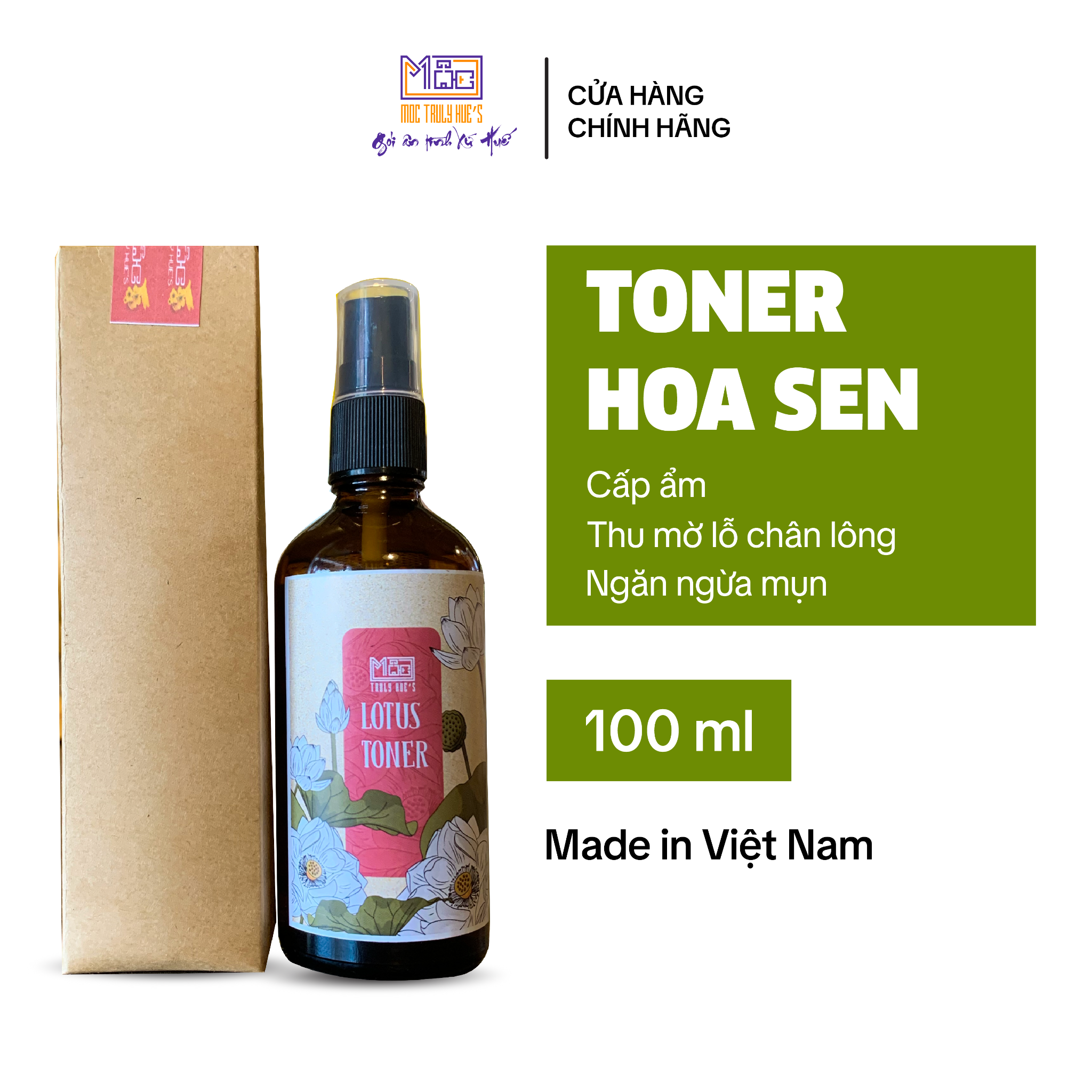  Toner Hoa Sen - Dưỡng Ẩm, Se Khít Lỗ Chân Lông - Sản Phẩm Chăm Sóc Da Từ Thiên Nhiên - Mộc Truly Hue's 