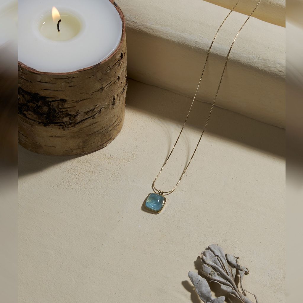 Dây chuyền đá Aquamarine xanh: Êm đềm thuần khiết - mã DCNU43