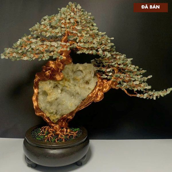  Bonsai dây đồng nghệ thuật đá thạch anh tóc xanh, thạch anh trắng: Khai sáng tâm trí 