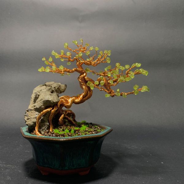  Bonsai dây đồng nghệ thuật đá Peridot 