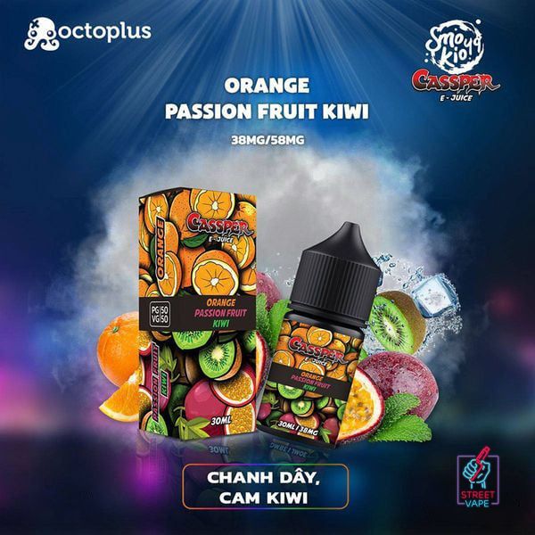 Tinh Dầu Smokio 49 Cassper Salt Orange Passion Fruit Kiwi - Cam Chanh Dây Kiwi