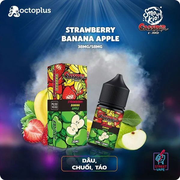 Tinh Dầu Smokio 49 Cassper Salt Strawberry Banana Apple - Dâu Chuối Táo