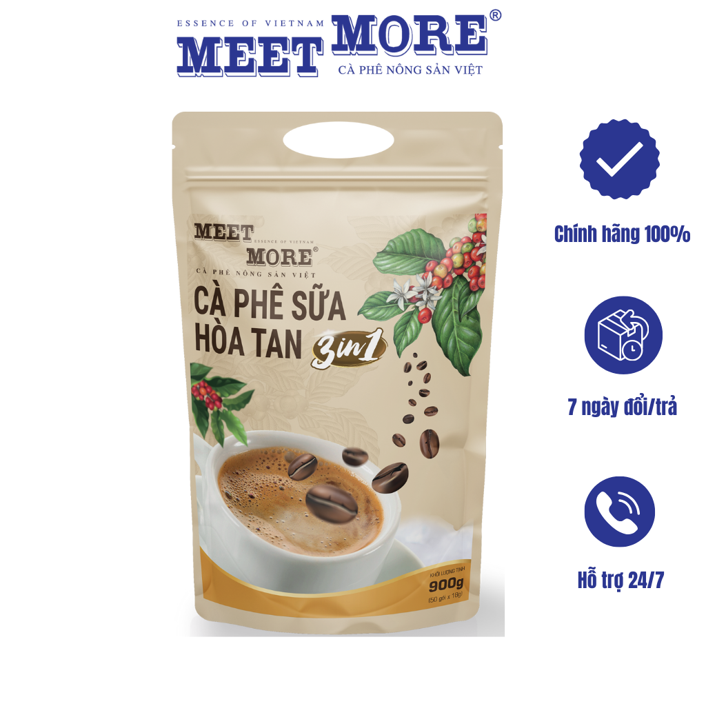 Bịch cà phê hòa tan sữa đá Meet More (50 gói x 18g)