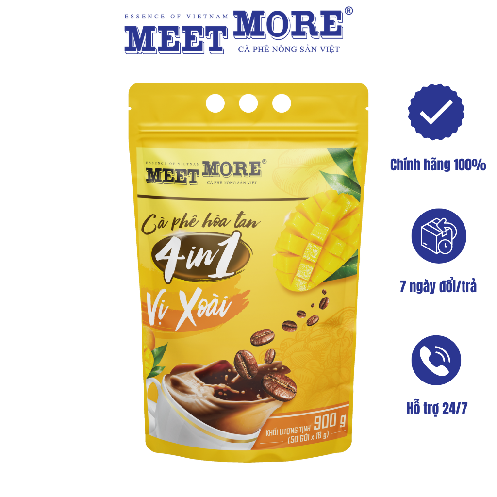 Bịch cà phê hòa tan vị xoài Meet More (50 gói x 18g)