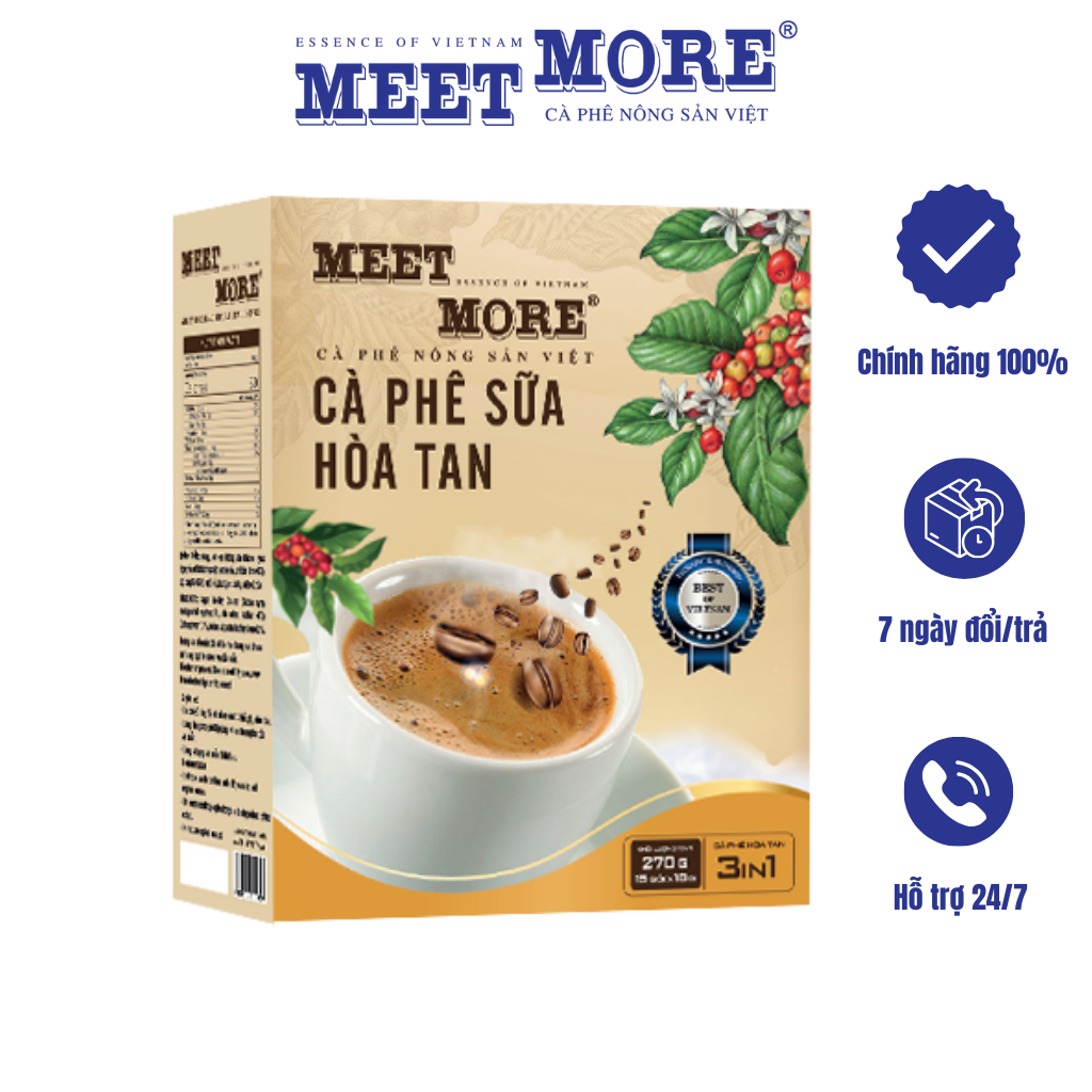 Hộp cà phê hòa tan sữa đá Meet More (15 gói x 18g)