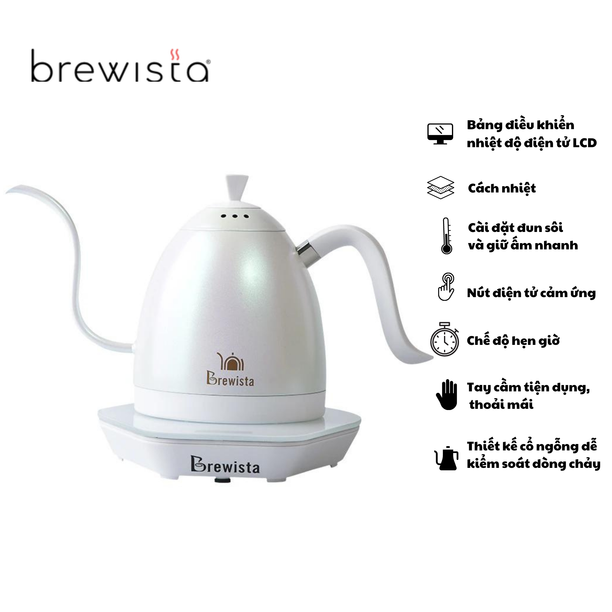 Ấm Đun Kiểm Soát Nhiệt Cảm Ứng Chuyên Dụng Rót Cà Phê Brewista Kettle