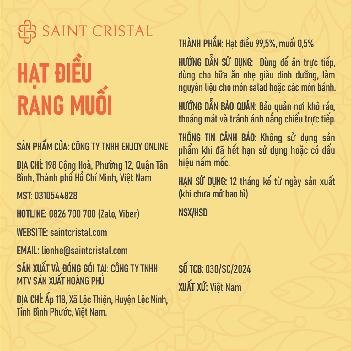 Hạt Điều Rang Muối Saint Cristal
