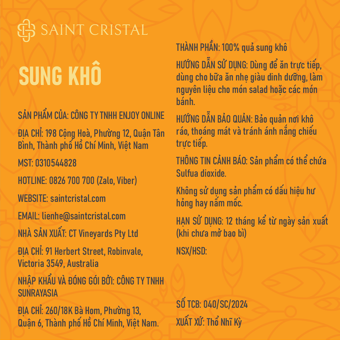 Sung Khô Thổ Nhĩ Kỳ Saint Cristal