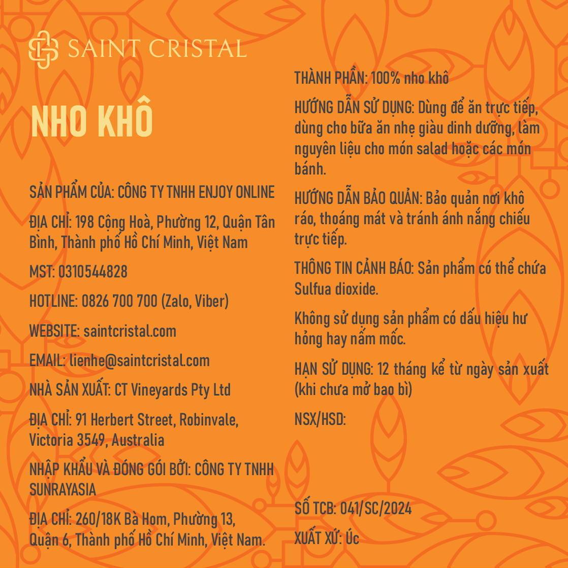 Nho Khô Úc Saint Cristal