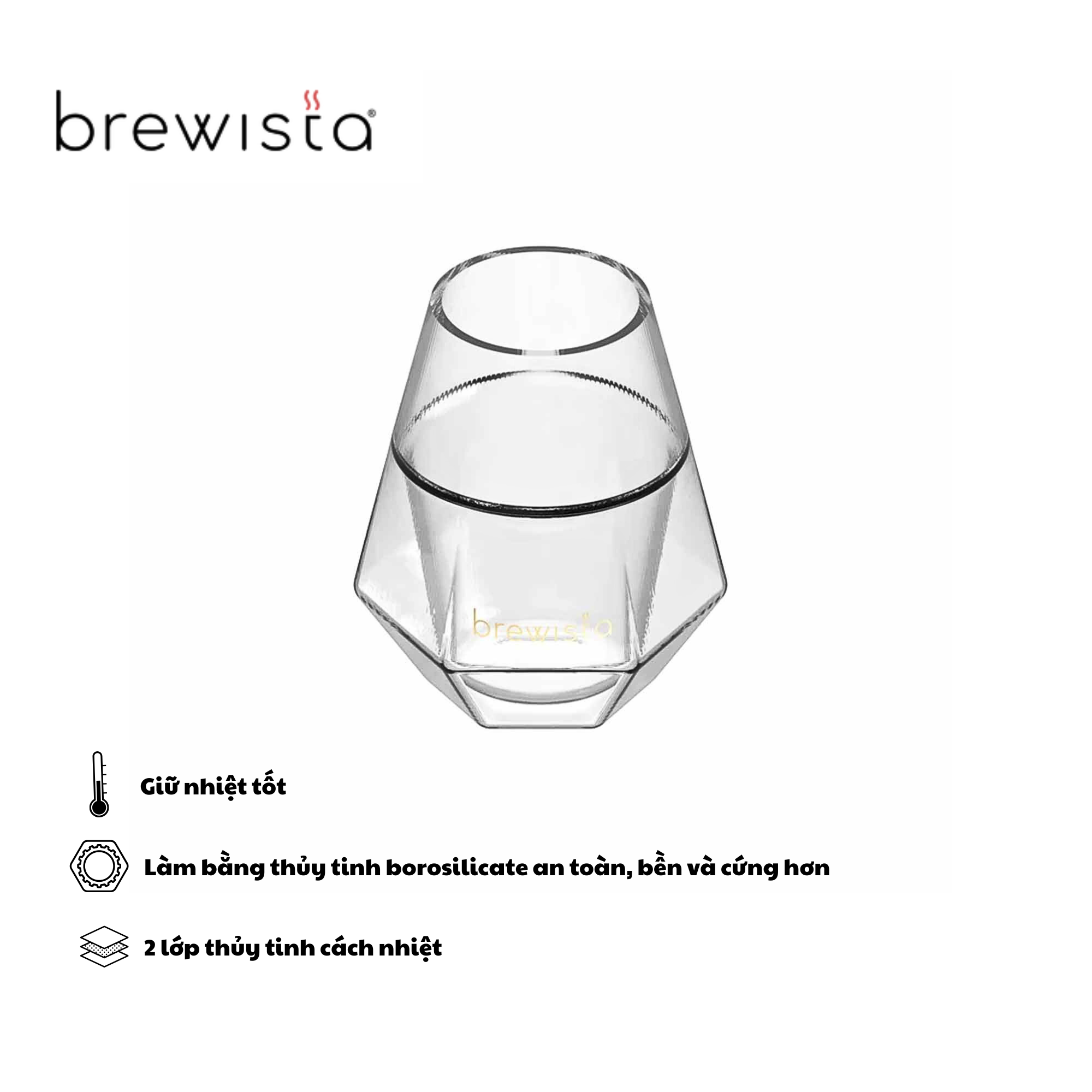 Ly Thủy Tinh 2 Lớp Brewista Double Wall Glass Aroma Cup 300ml