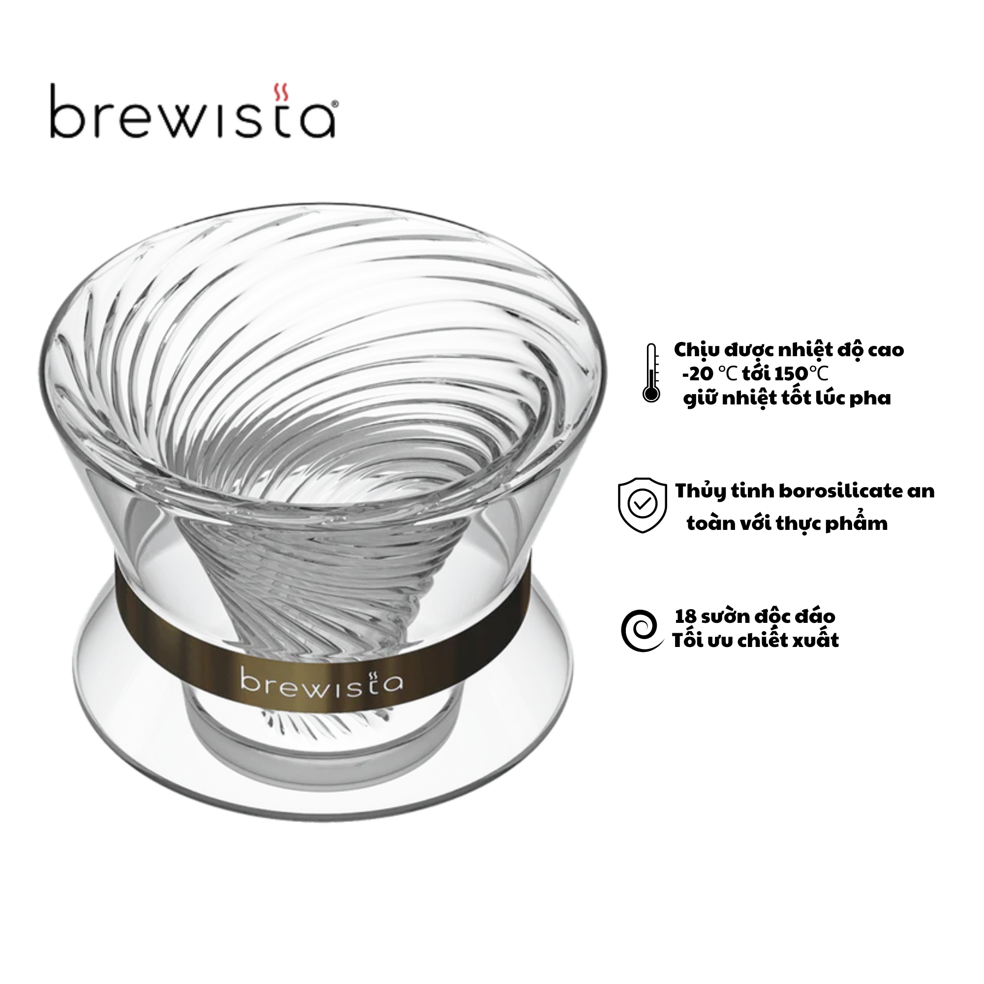 Phễu Lọc Cà Phê Thủy Tinh Brewista Artisan Tornado Duo