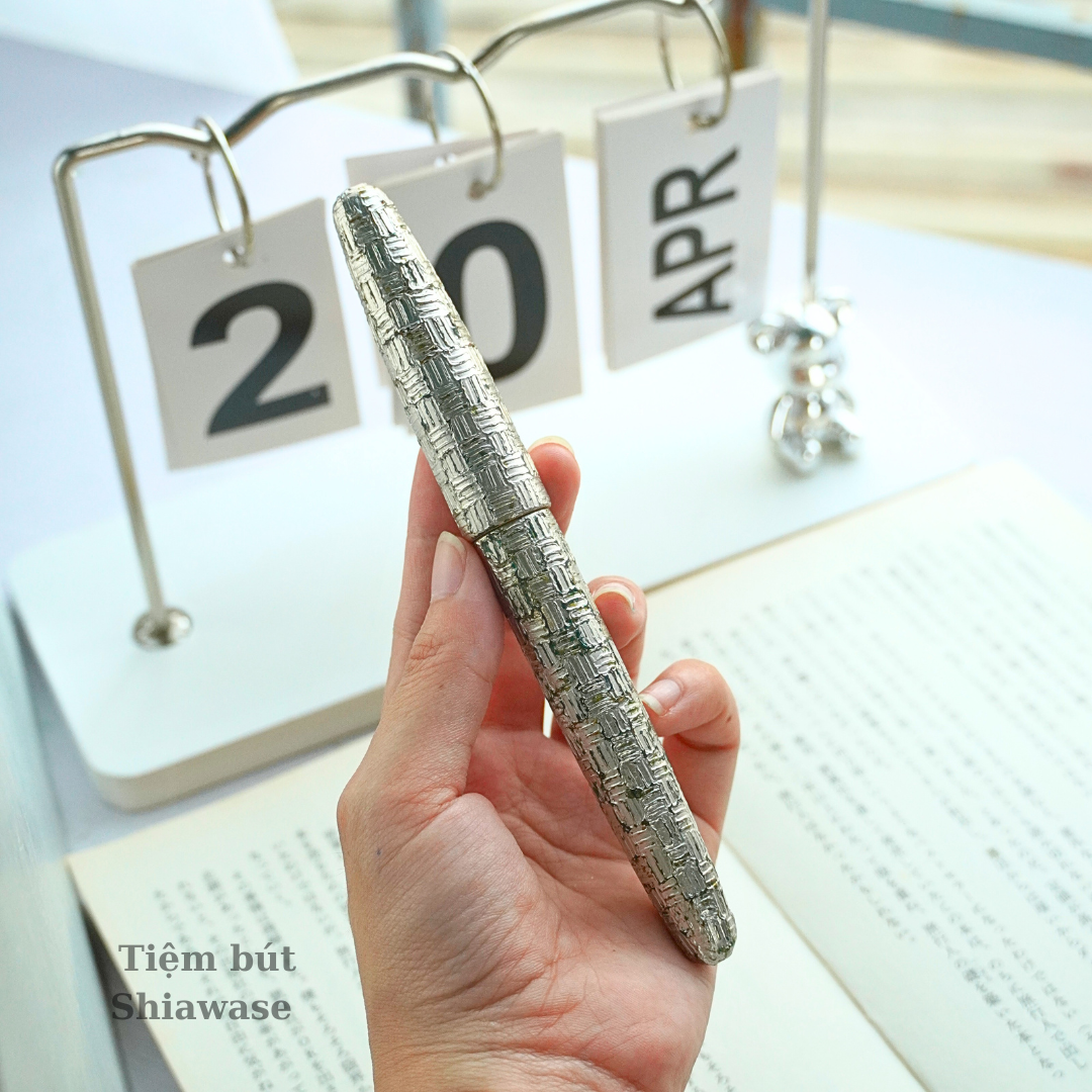 Bút Máy Wancher Hirota Urushi - Kushime Tsuishitsu Nuri - Platinum