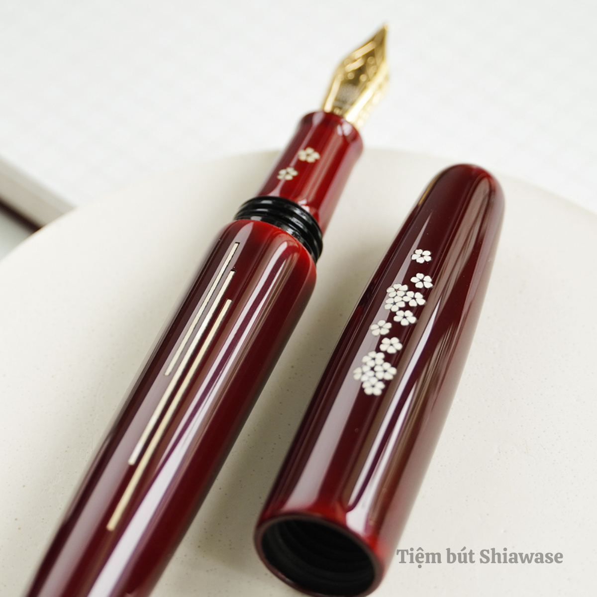 Bút Máy Wancher Urushi Zogan Sakura River - Urushi Akatamenuri