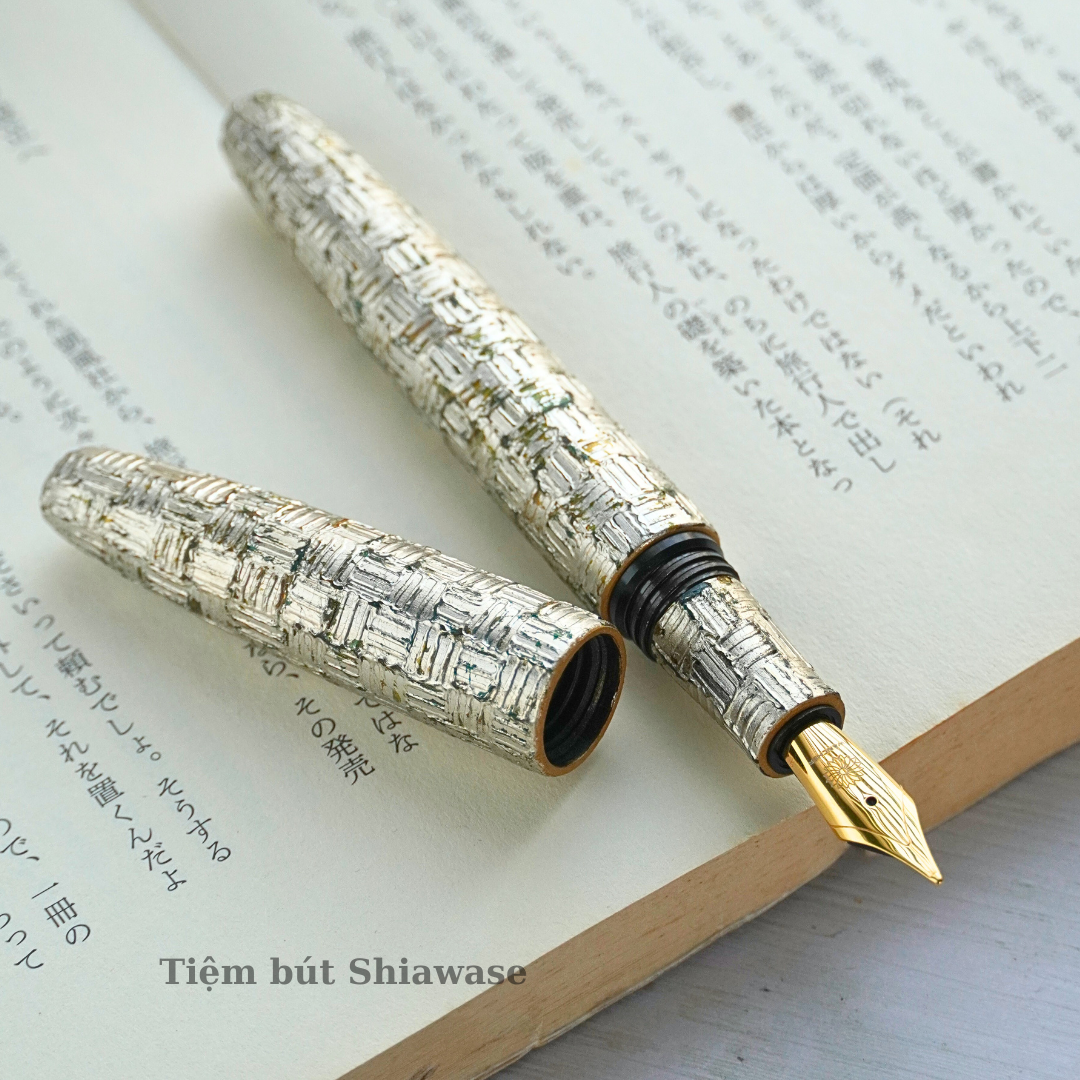 Bút Máy Wancher Hirota Urushi - Kushime Tsuishitsu Nuri - Platinum