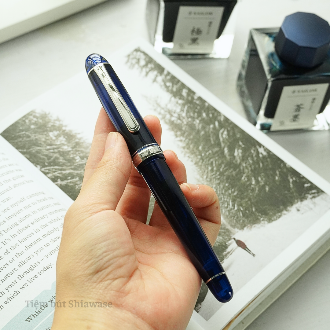 Bút Máy Platinum #3776 Century Slip & Seal 14K Bản Rhodium - Chartres Blue - Xanh Biển