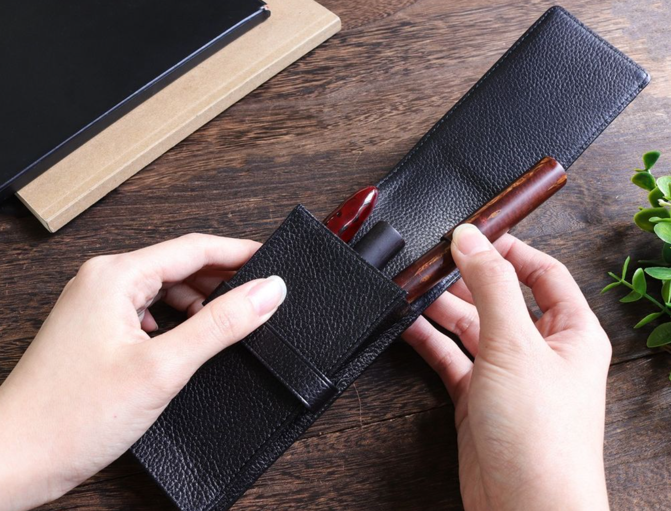 Bao da Wancher Terasaki Leather Pen Case - Đựng 3 Bút