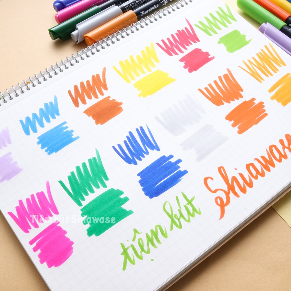 Bút Màu Calligraphy Kuretake Zig Fudebiyori Brush Pen - Set 12 Màu