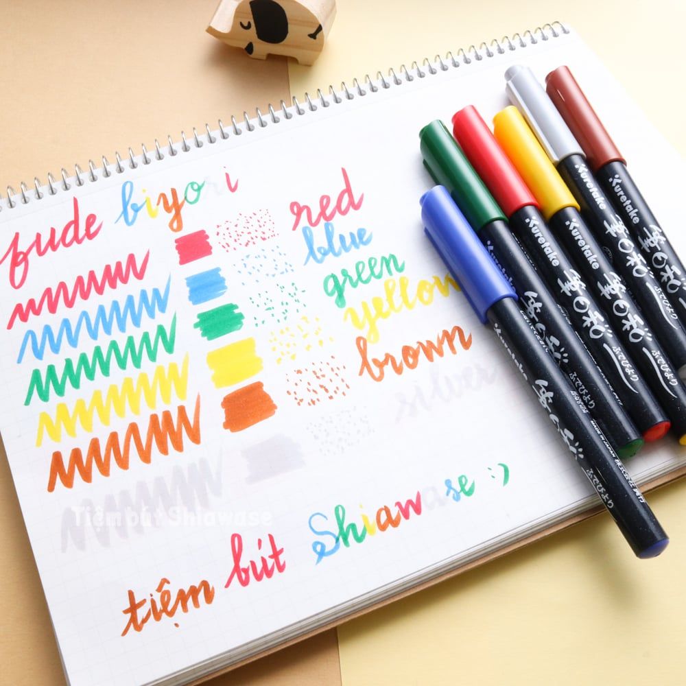Bút Màu Calligraphy Kuretake Zig Fudebiyori Brush Pen - Set 6 Màu
