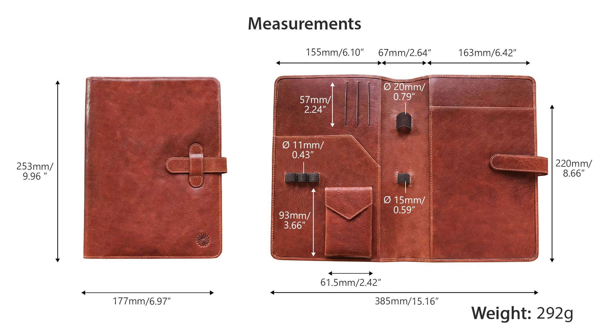 Bao Da Đựng Sổ & Bút Wancher Compact Leather Notebook Cover A5 - Cognac Brown