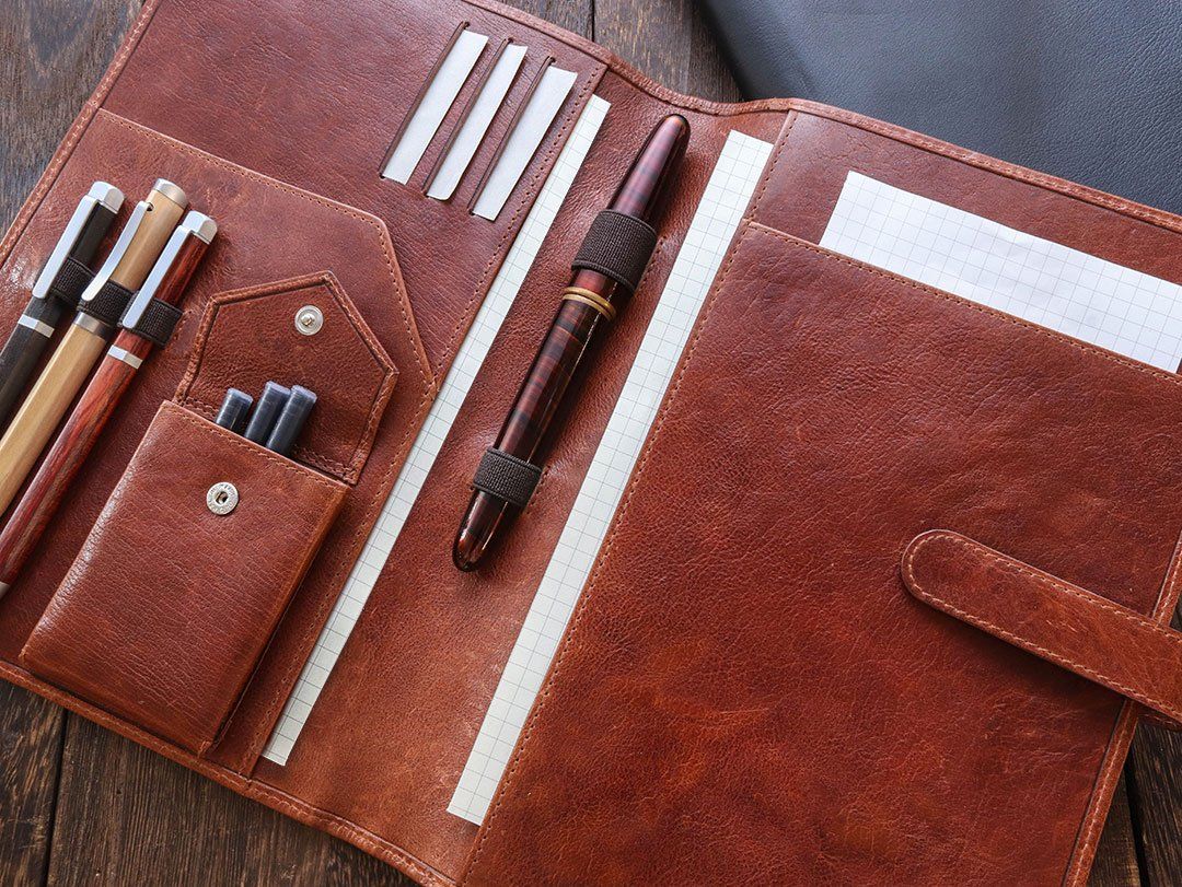 Bao Da Đựng Sổ & Bút Wancher Compact Leather Notebook Cover A5 - Cognac Brown