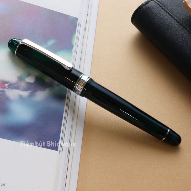 Bút Máy Platinum #3776 Century Slip & Seal 14K Bản Rhodium - Laurel Green - Xanh Lá