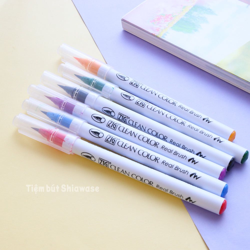 Bút Màu Nước Kuretake Zig Clean Color Real Brush - Set 6 Màu