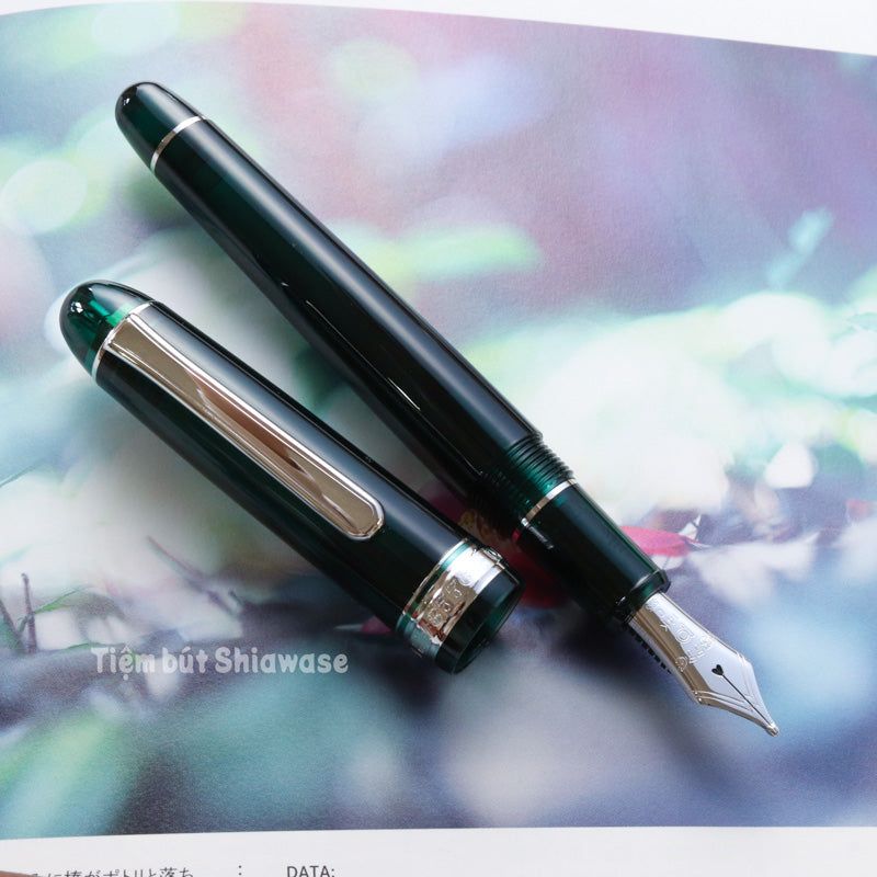 Bút Máy Platinum #3776 Century Slip & Seal 14K Bản Rhodium - Laurel Green - Xanh Lá