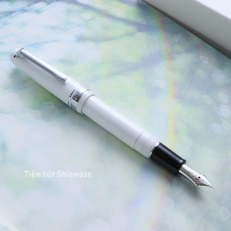 Bút Máy Sailor Professional Gear Slim 14K - White - Trắng (Bản Rhodium)