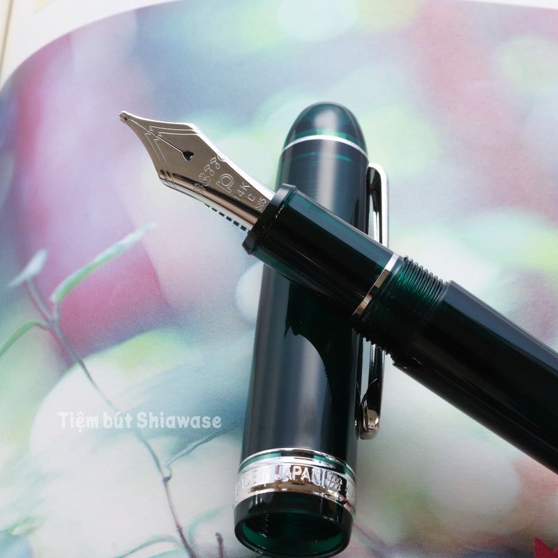 Bút Máy Platinum #3776 Century Slip & Seal 14K Bản Rhodium - Laurel Green - Xanh Lá