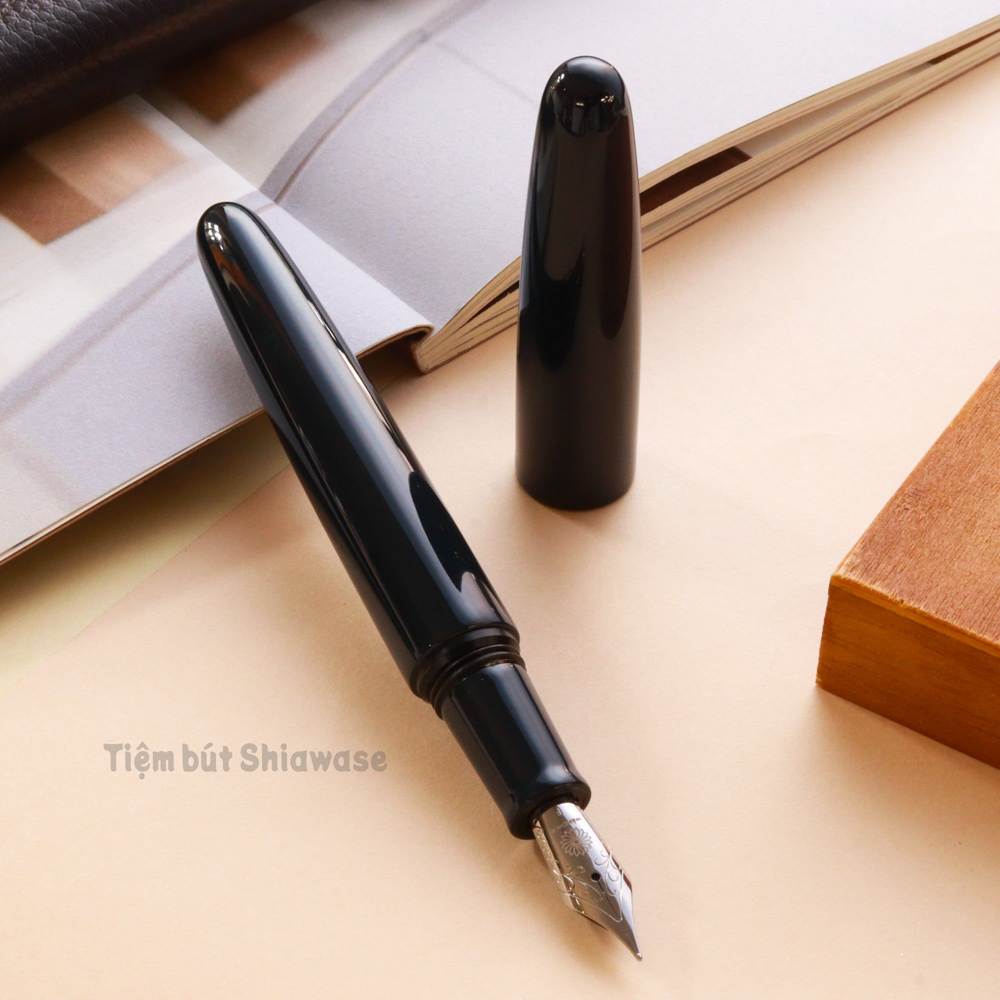 Bút Máy Wancher Dream Pen True Urushi Kon - Blue - Sơn Mài Wajima Nhật Bản