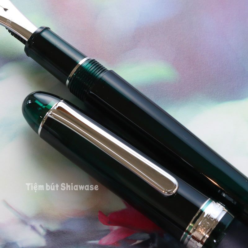 Bút Máy Platinum #3776 Century Slip & Seal 14K Bản Rhodium - Laurel Green - Xanh Lá