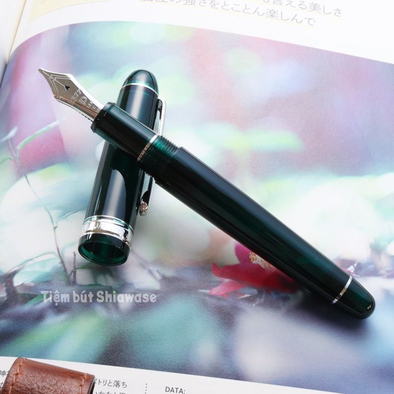 Bút Máy Platinum #3776 Century Slip & Seal 14K Bản Rhodium - Laurel Green - Xanh Lá