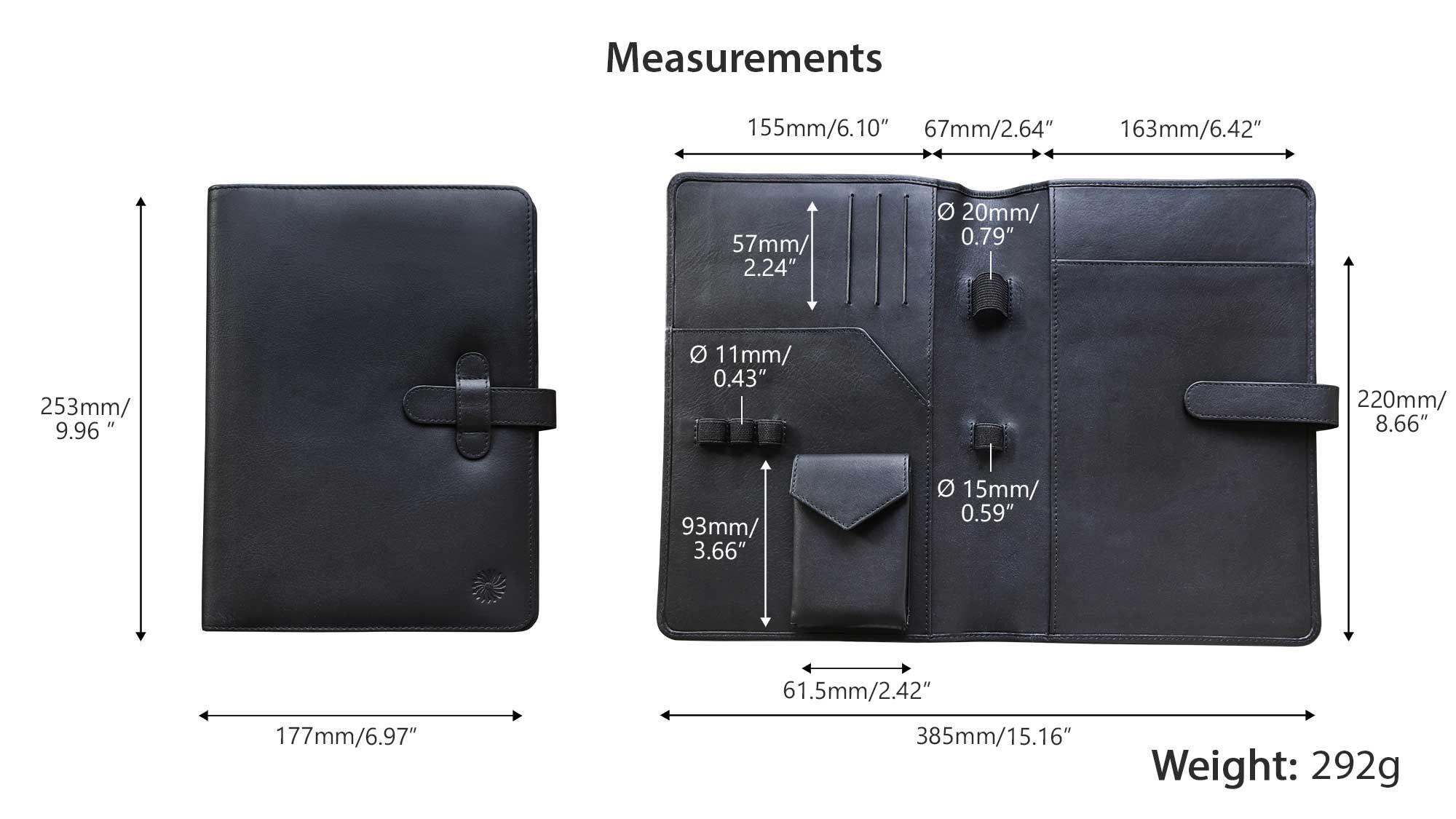 Bao Da Đựng Sổ & Bút Wancher Compact Leather Notebook Cover A5 - Black